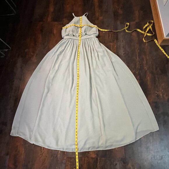 JJ's House Pale Sage Lined Sleeveless Halter Bridesmaid/Prom Gown w/Sash Sz 2 - Picture 10 of 13